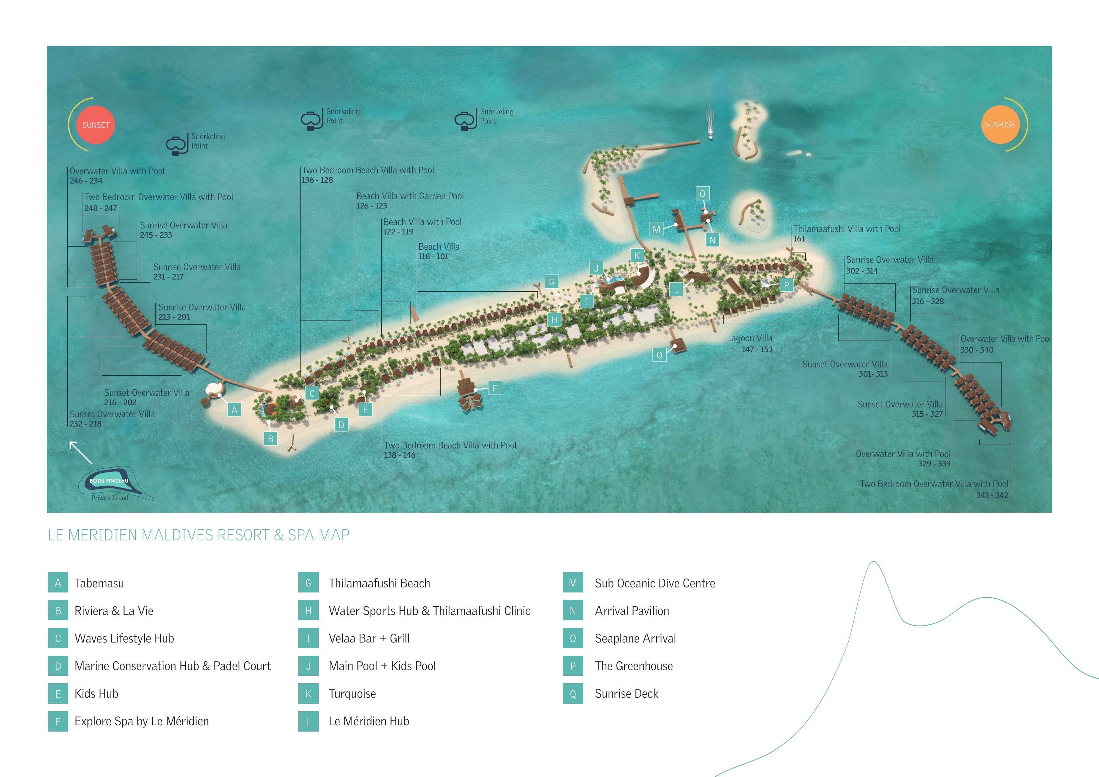 Le Méridien Maldives Resort & Spa resort map