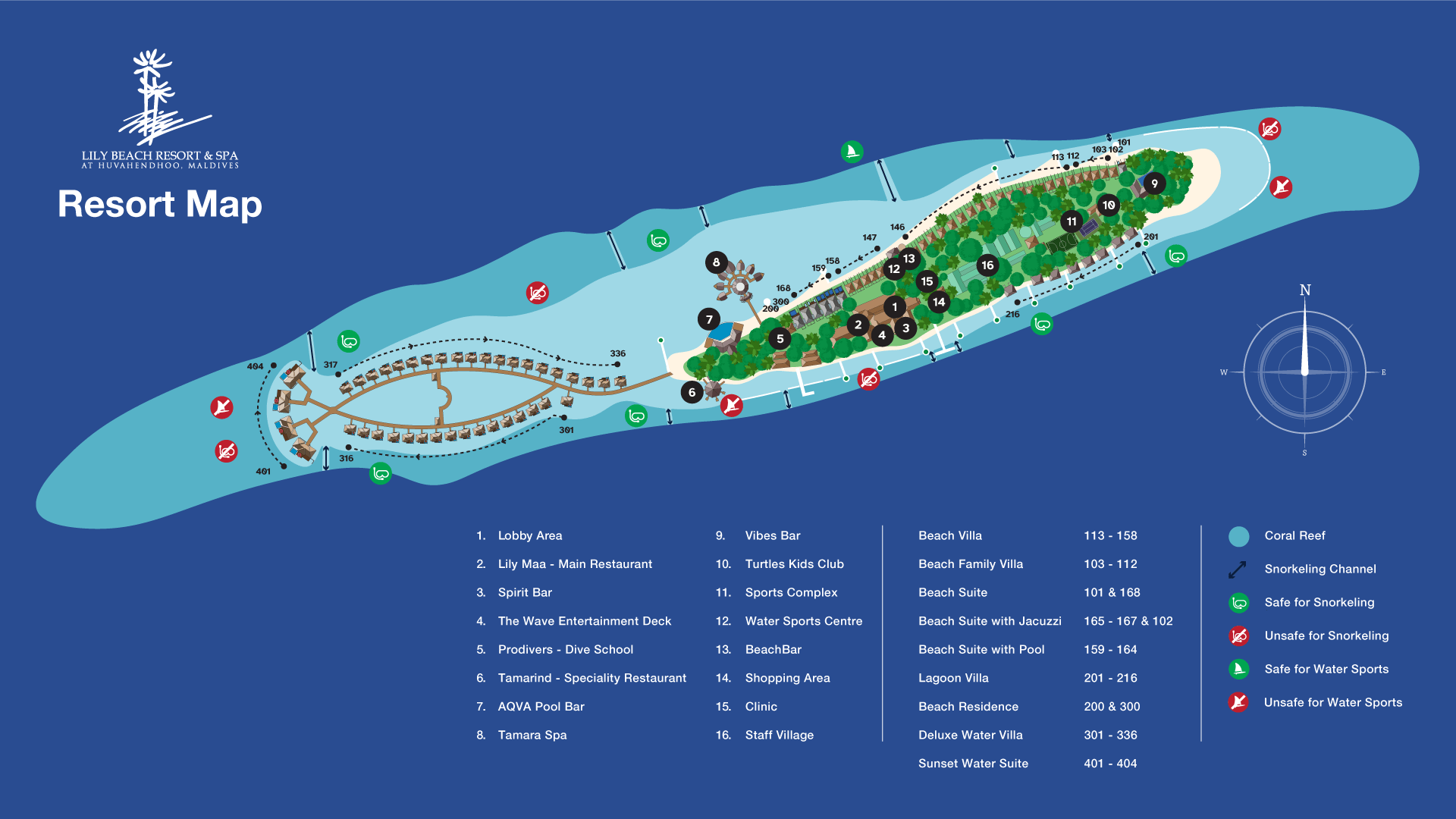Lily Beach Resort island map