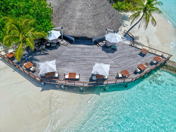Photo by Makunudu Island on August 12, 2026. May be an image of ocean, cabana and text.
