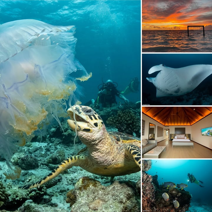 Foto condivisa da Harald Hois il 17 settembre 2026, con tag a @tauchen.magazin, @meerumaldives, @seacam_official, @eurodivers_maldives, @eurodivers_worldwide e @camaro_watersports. Potrebbe essere un'immagine di t