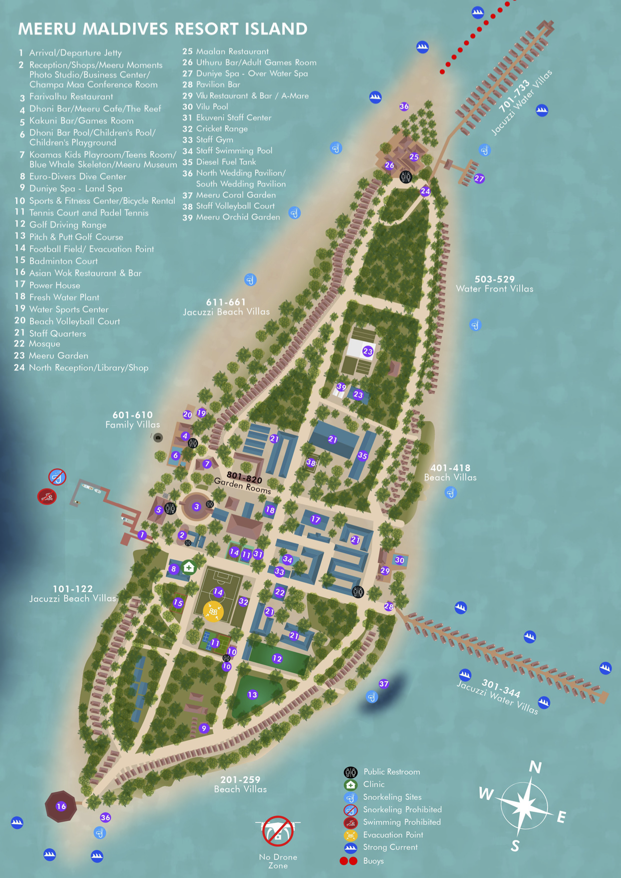 Meeru Island Resort island map