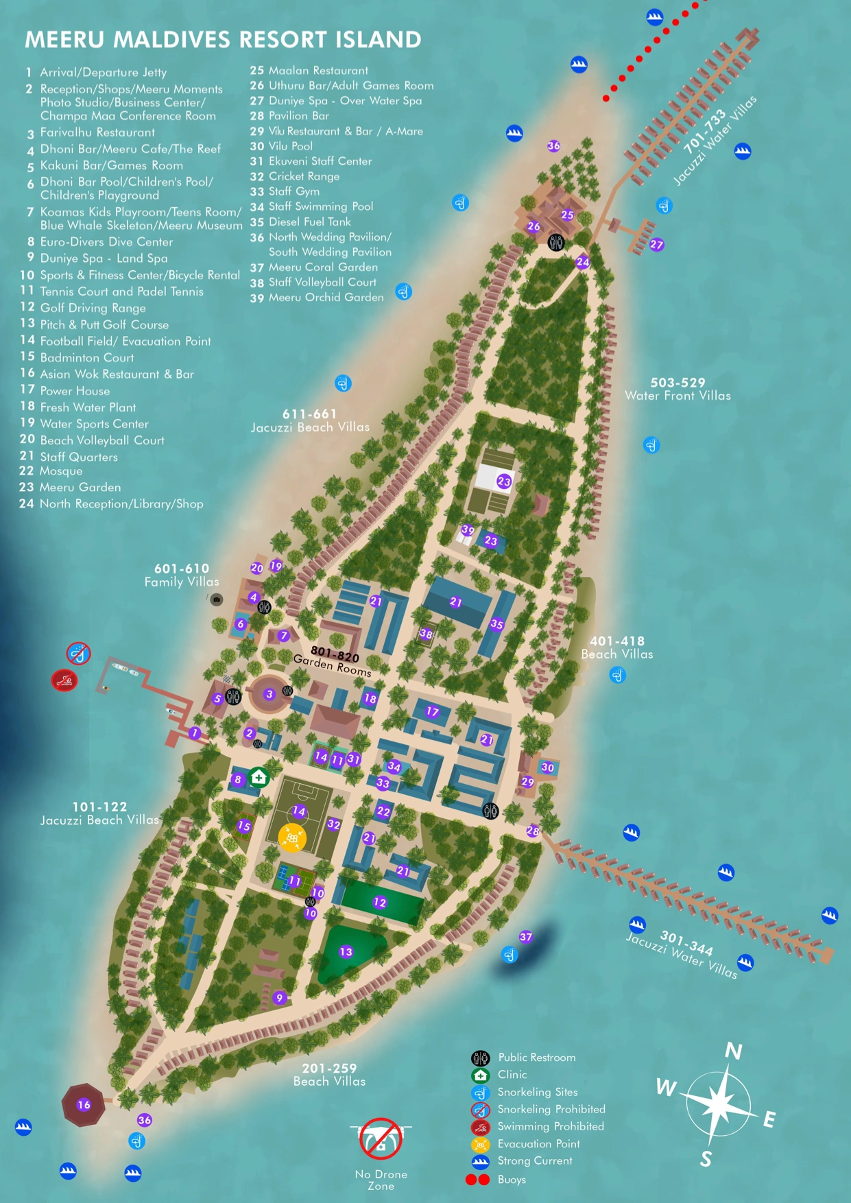 Meeru Island Resort island map