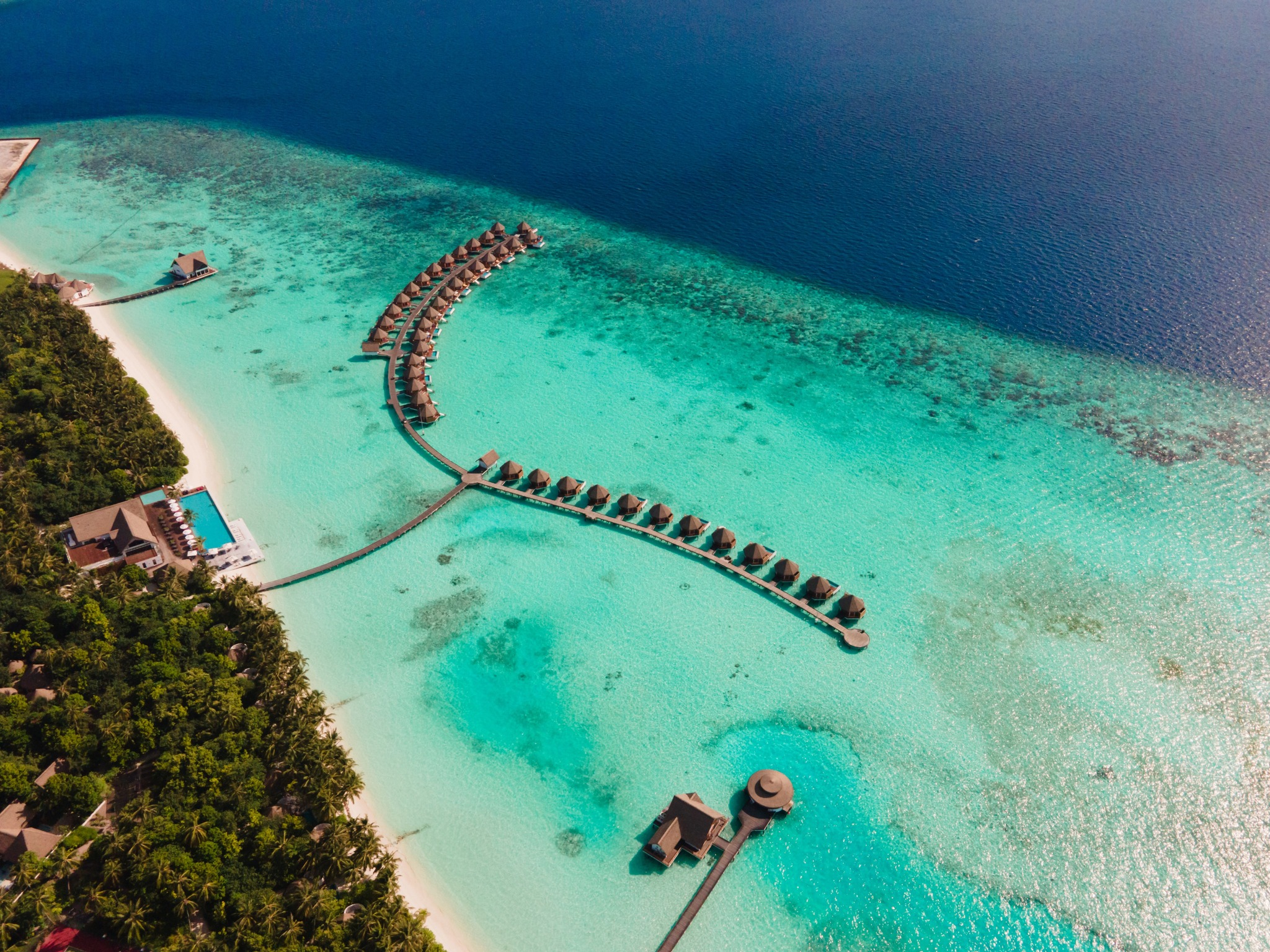 Mercure Maldives Kooddoo Resort aerial view