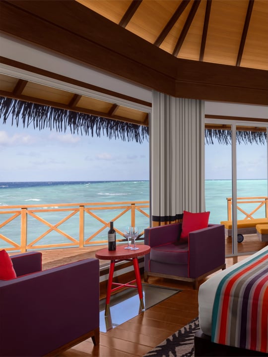 Photo by Mercure Maldives Kooddoo on August 09, 2026. May be an image of chaise longue, cabana and text.