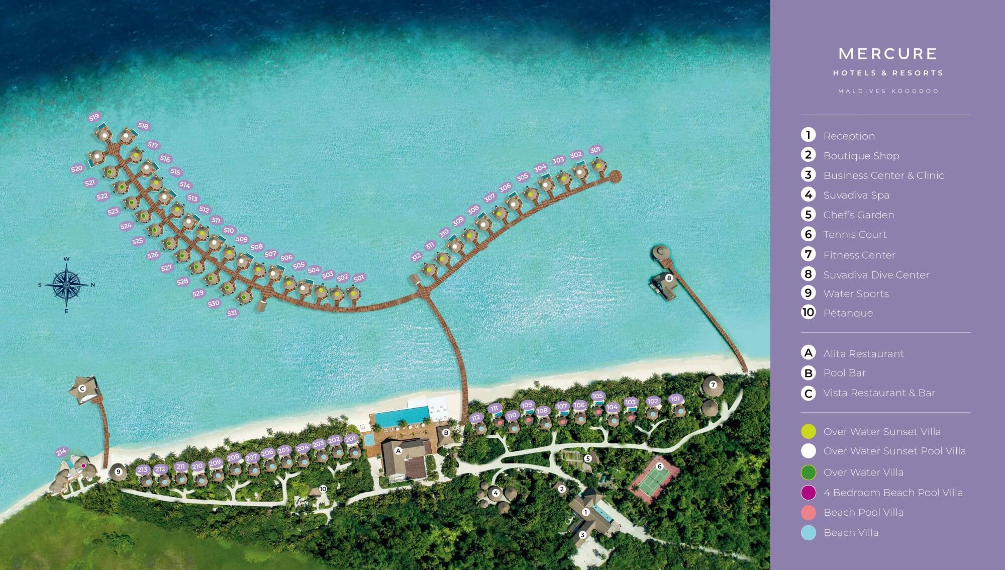 Mercure Maldives Kooddoo island map