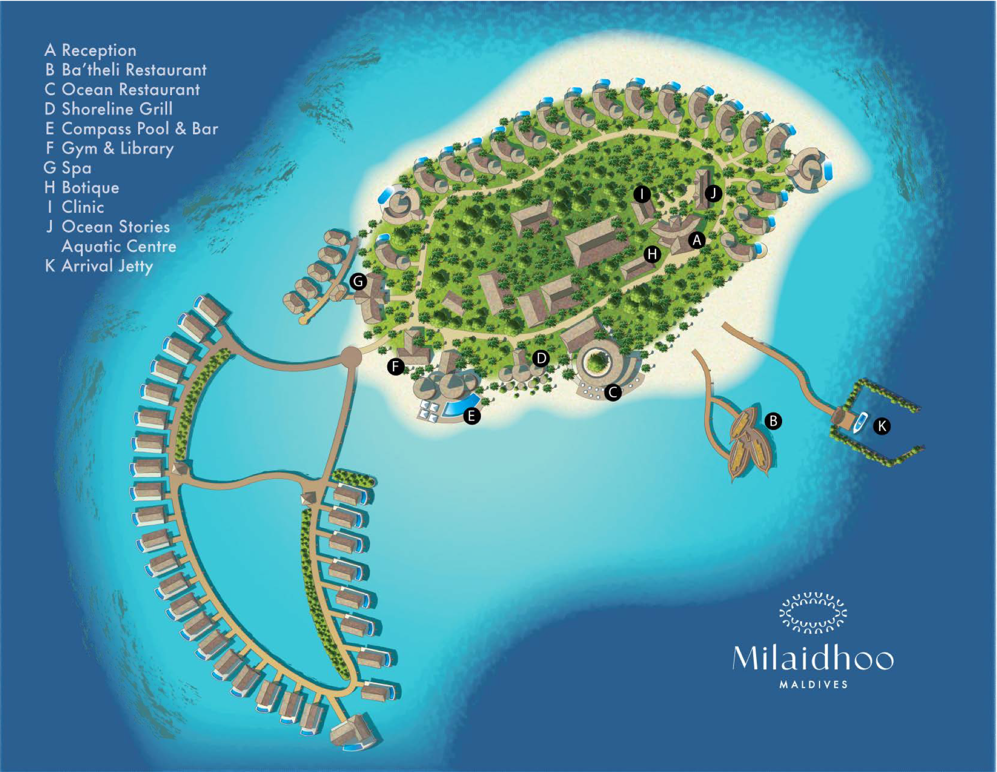 Milaidhoo Island Maldives resort map