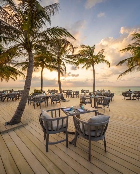 Foto di Jawakara Maldives del 15 settembre 2026. Potrebbe contenere un'immagine di lettino, palme e testo.