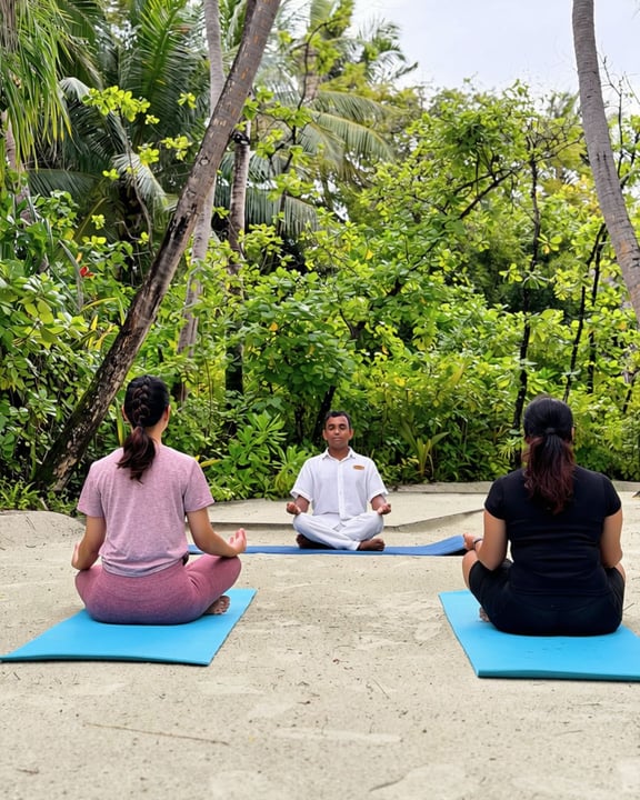 Foto di Naladhu Private Island Maldives del 15 settembre 2026. Potrebbe essere un'immagine di yoga, abbigliamento sportivo e testo.