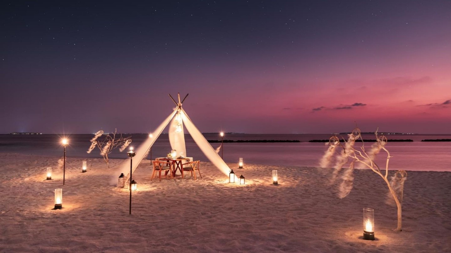 Photo by The Nautilus Maldives on May 03, 2026. May be an image of tent, lantern, outdoors and text.