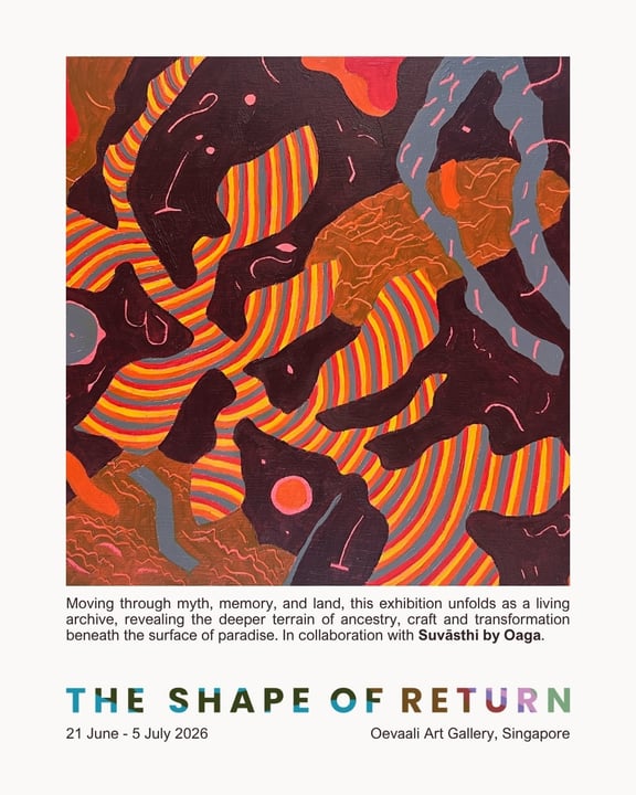 Photo by Oevaali Art Gallery in Oevaali Art Gallery with @oevaaliartshop, @oaga.artresort, and @suvaasthi.art. May be an image of poster and text that says "Moving through myth, memory, and land, this