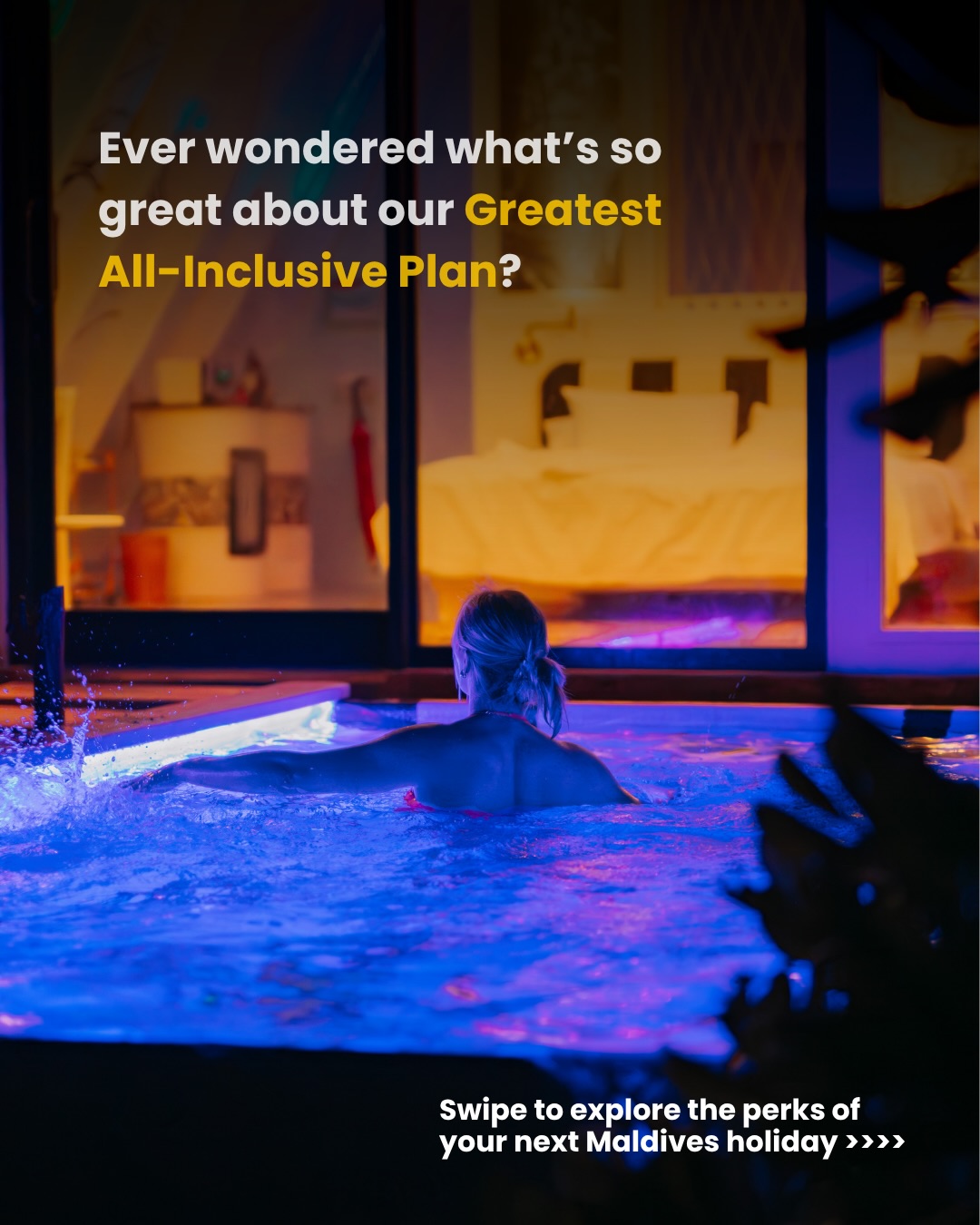 Photo by Oaga Art Resort - Maldives on July 25, 2026. May be an image of swimming, pool and text that says "Ever wondered what' Everwonderedwhat'sso S so great about our Greatest All-Inclusive Plan? S