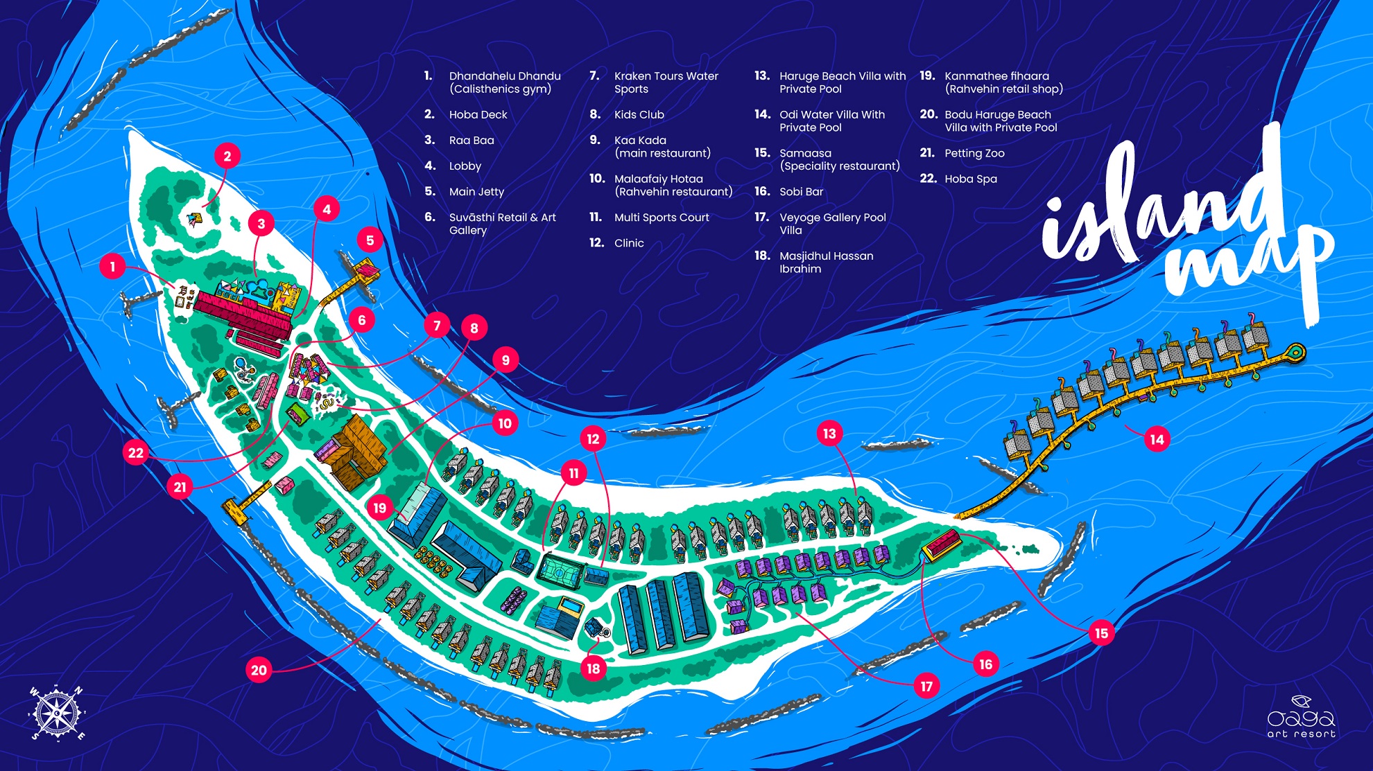 Oaga Art Resort island map