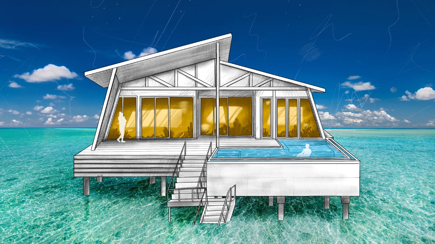 Two Bed Room Avi Water Suite with Private Pool at Oaga Art Resort
