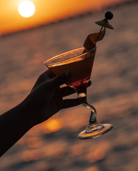 Photo by OBLU XPERIENCE Ailafushi on August 11, 2026. May be an image of cocktail and text.