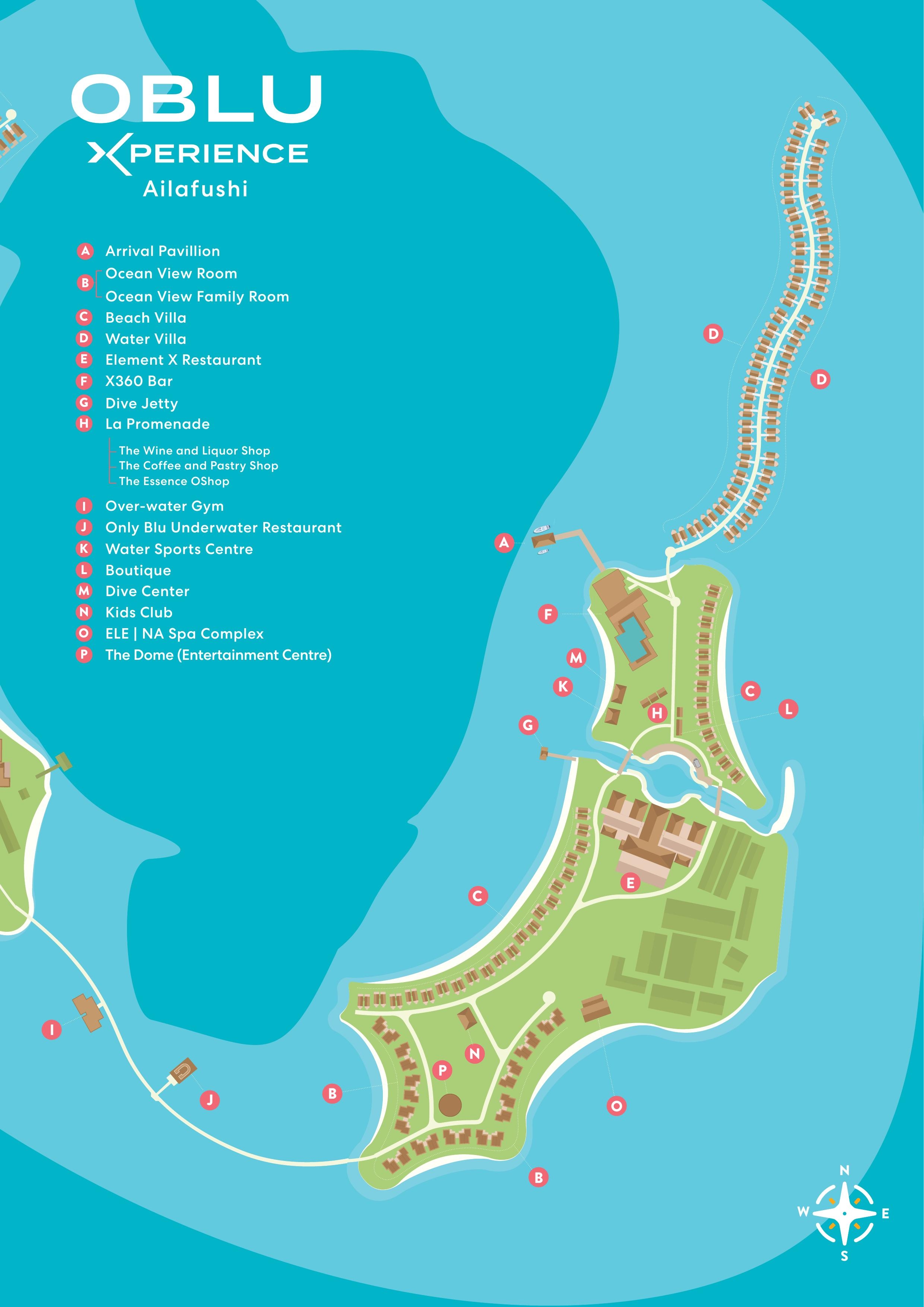 OBLU XPERIENCE Ailafushi resort island map