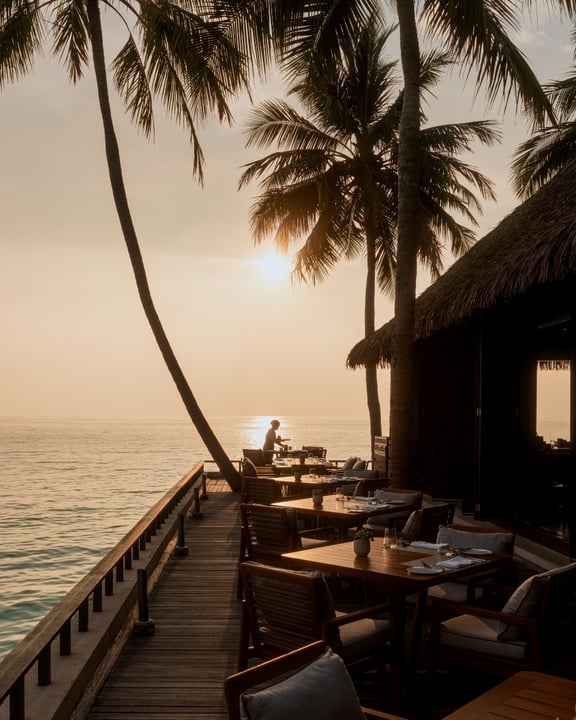 Foto von One&Only Reethi Rah vom 02. Juli 2026. Könnte ein Bild von Ozean, Cabana, Palmen und Text sein.