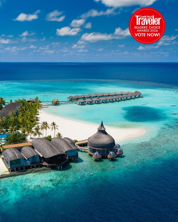 Photo by Outrigger Maldives Maafushivaru on April 22, 2026. May be an image of outdoors and text that says "Condé Traveler Nast raveler READERS' AWARDS2026 CHOICE AWARDS VOTE VOTENOWI NOW!".