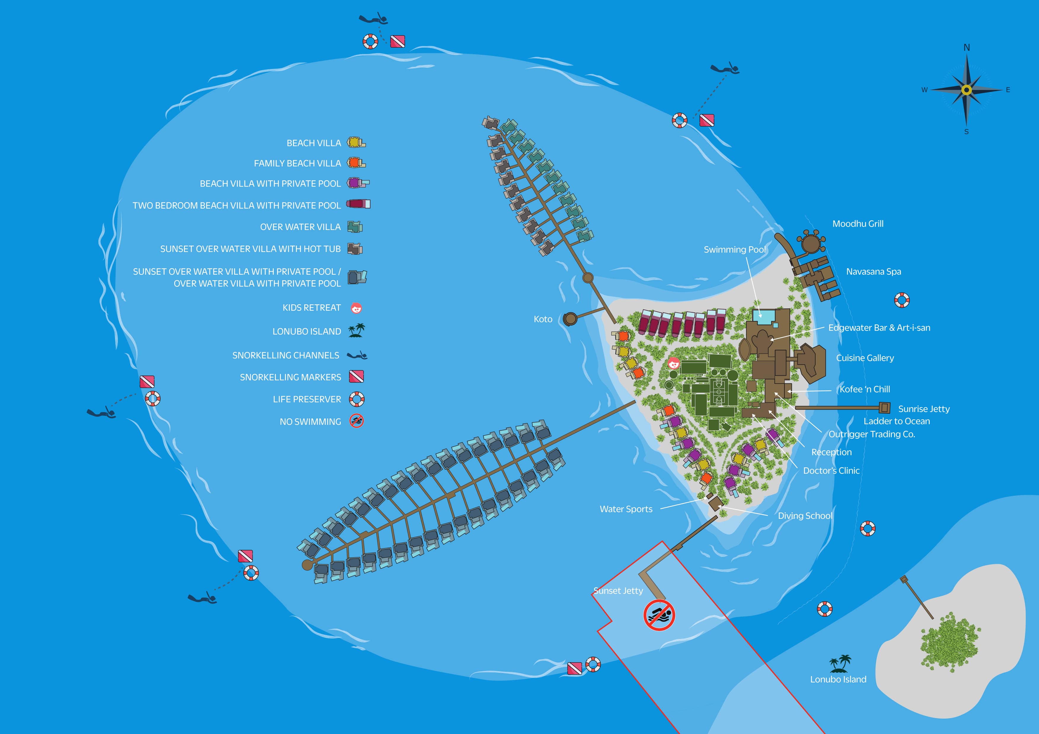 Outrigger Maldives Maafushivaru resort map