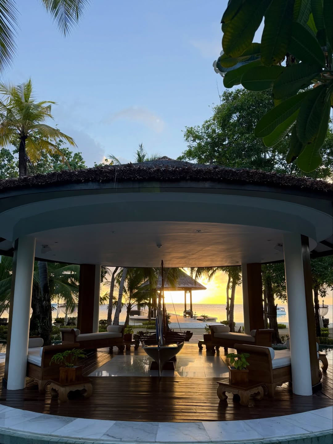 Photo shared by OZEN RESERVE BOLIFUSHI on July 29, 2026 tagging @monaberner, and @bolifushimaldives. May be an image of pool, twilight, cabana and text.