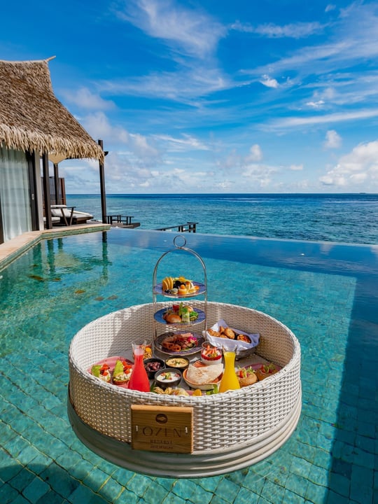 Photo by OZEN RESERVE BOLIFUSHI in OZEN RESERVE Bolifushi. May be an image of pool, cabana and text.