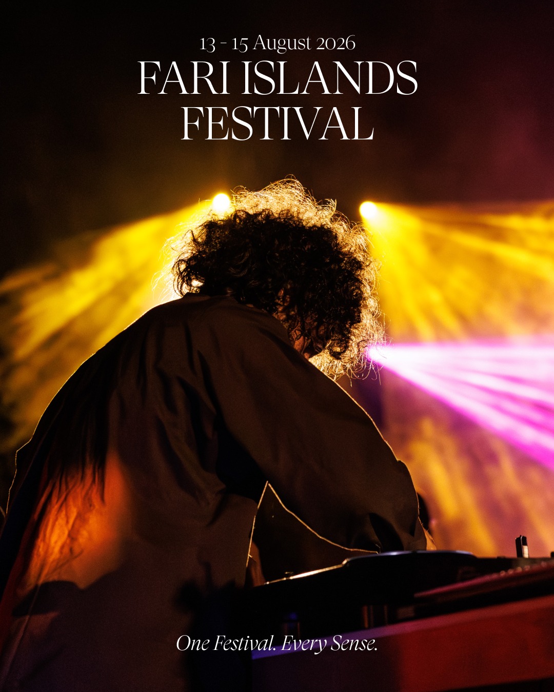 Photo by Patina Maldives on May 13, 2026. May be an image of poster, magazine, crowd, concert and text that says "13-15August August 2026 FARI ISLANDS FESTIVAL OnePestival.EverySense. One Festival. Ev