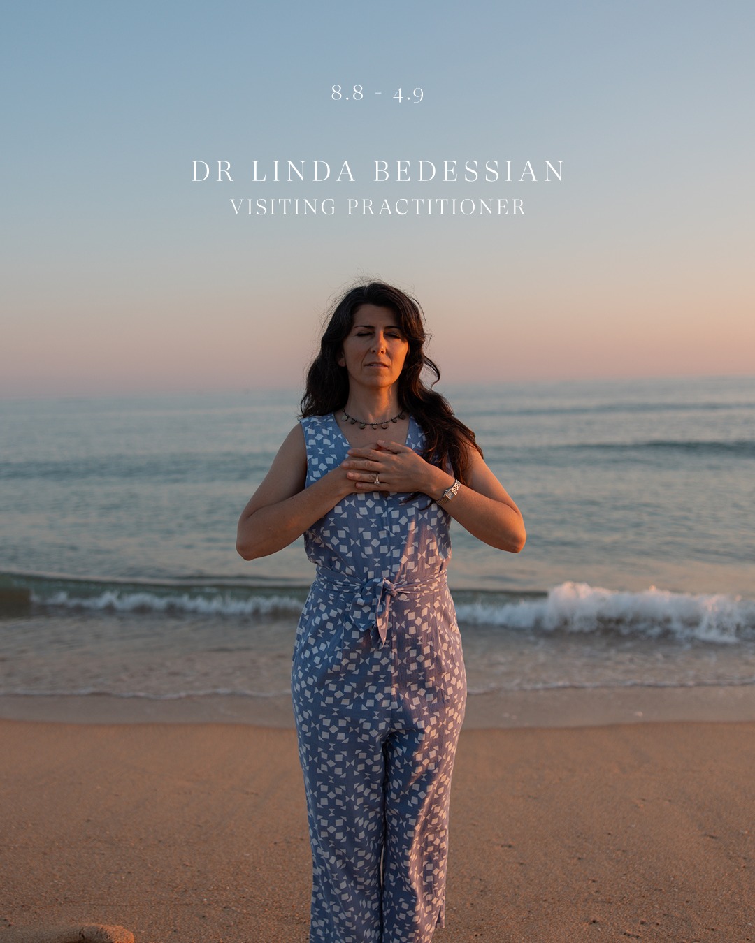 Photo shared by Patina Maldives on August 08, 2026 tagging @drlindabedessiandc. May be an image of one or more people, make-up, magazine, jumpsuit and text that says "8.8 4.9 DR DRLINDABEDESSIAN LINDA