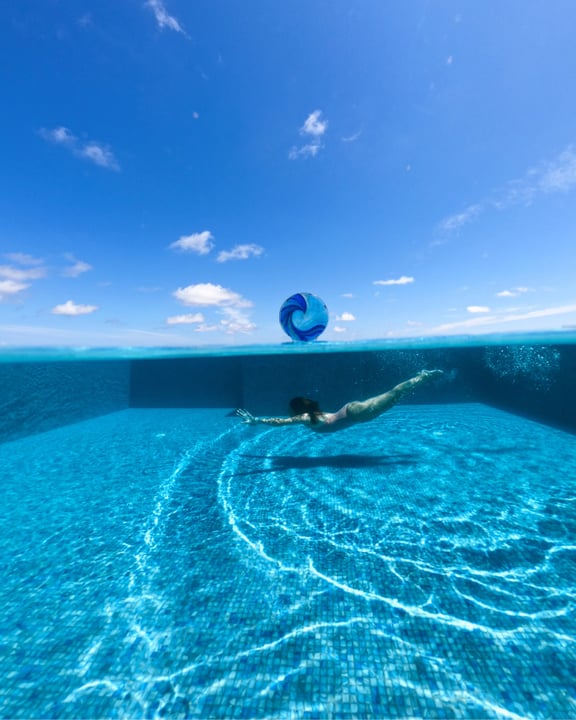 Photo by Pullman Maldives Maamutaa in Pullman Maldives Maamutaa Resort. May be an image of swimming, beach ball, snorkel, pool and text.