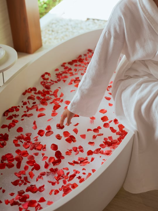 Foto von Pullman Maldives Maamutaa vom 05. September 2026. Könnte ein Bild von Bad, Bademantel, Rose und Text sein.
