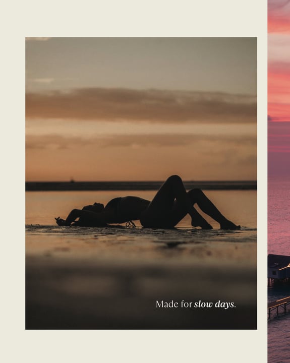 Photo shared by RAH GILI MALDIVES on August 07, 2026 tagging @sixandsixprivateislands. May be an image of poster, outdoors and text that says "Made for słow Madeforslowdays. days.".