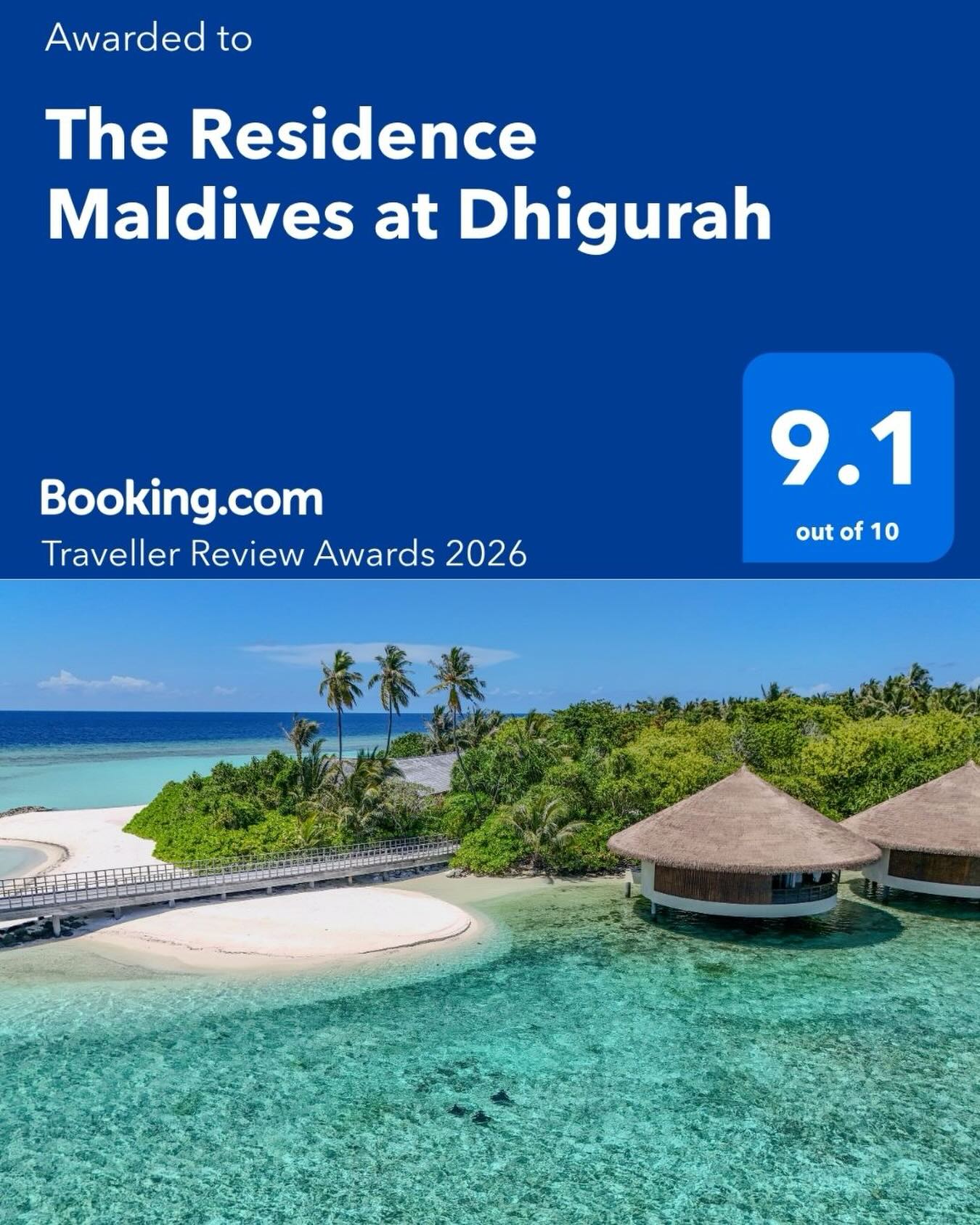 Photo by The Residence Maldives at Dhigurah in The Residence Maldives at Dhigurah with @cenizarohotelsandresorts. May be an image of outdoors and text that says "Awarded to The Residence Maldives at D