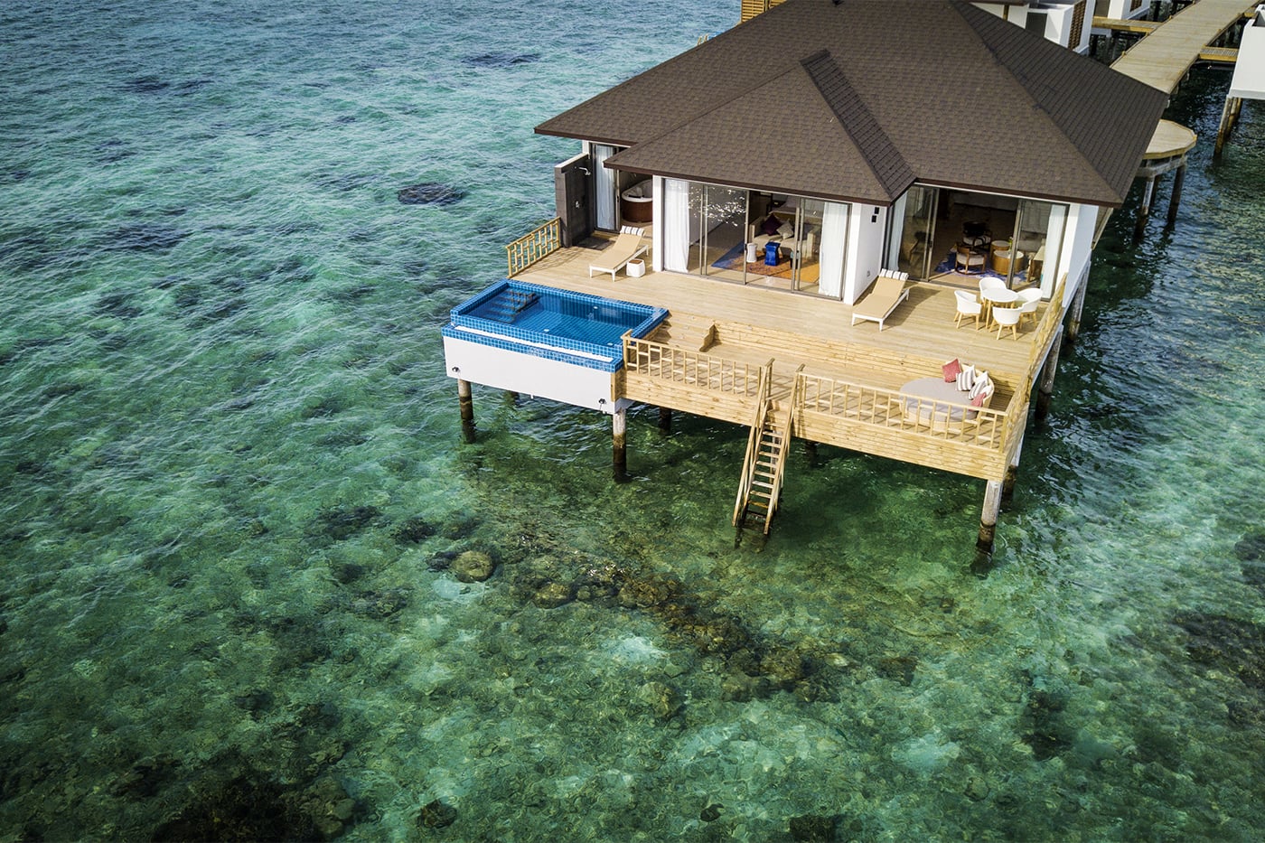 One Bed Room Water Villa Pool at Robinson Noonu