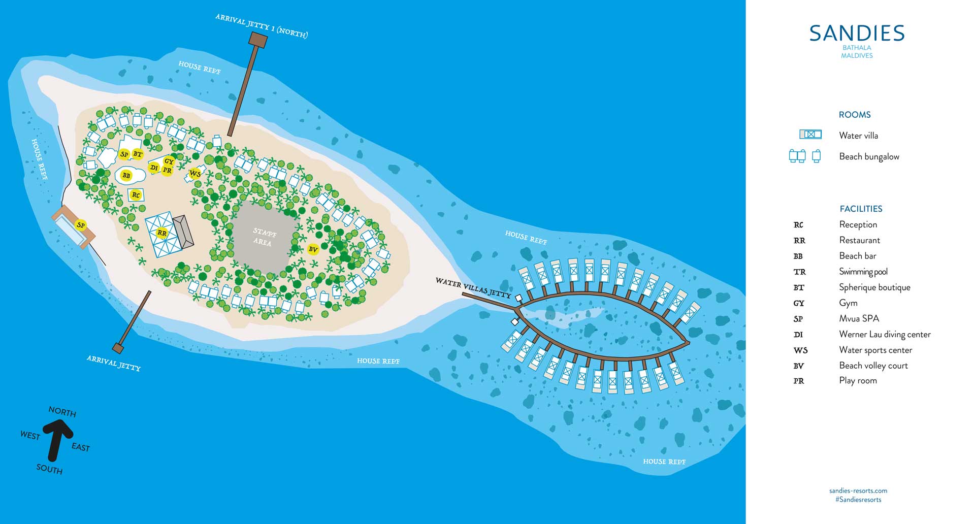 Sandies Bathala island map