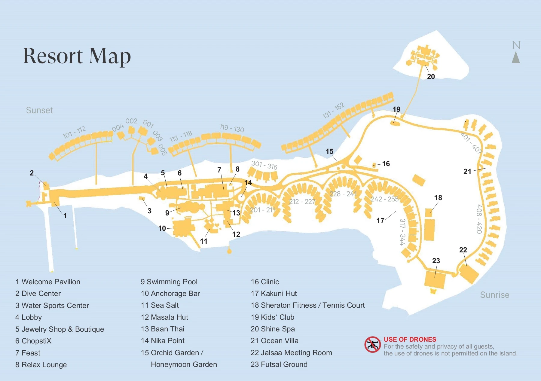 Sheraton Maldives Full Moon Resort island map