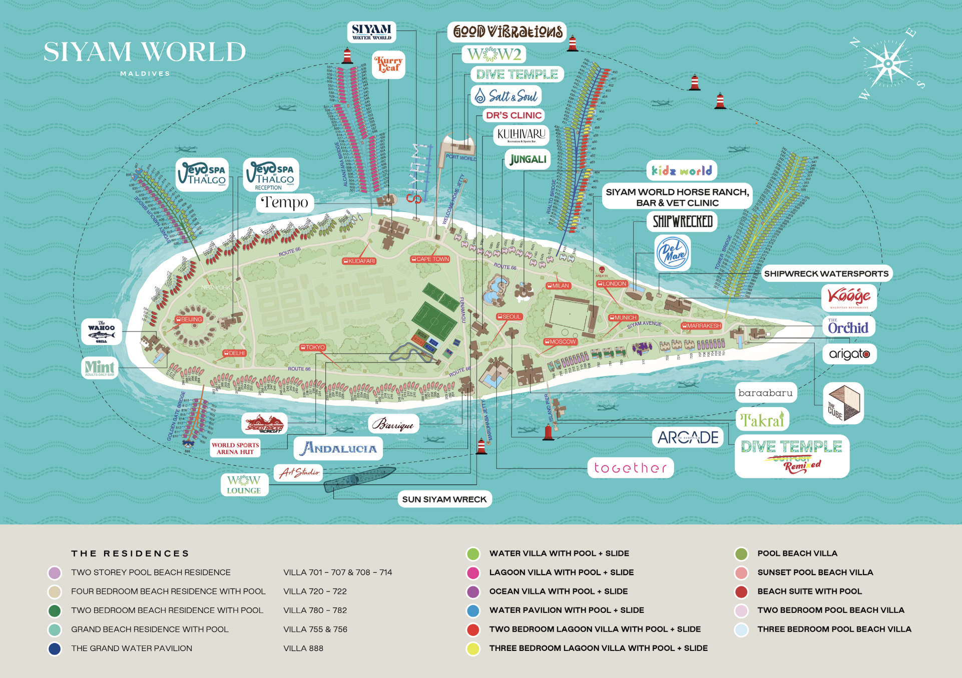 Siyam World Maldives resort island map
