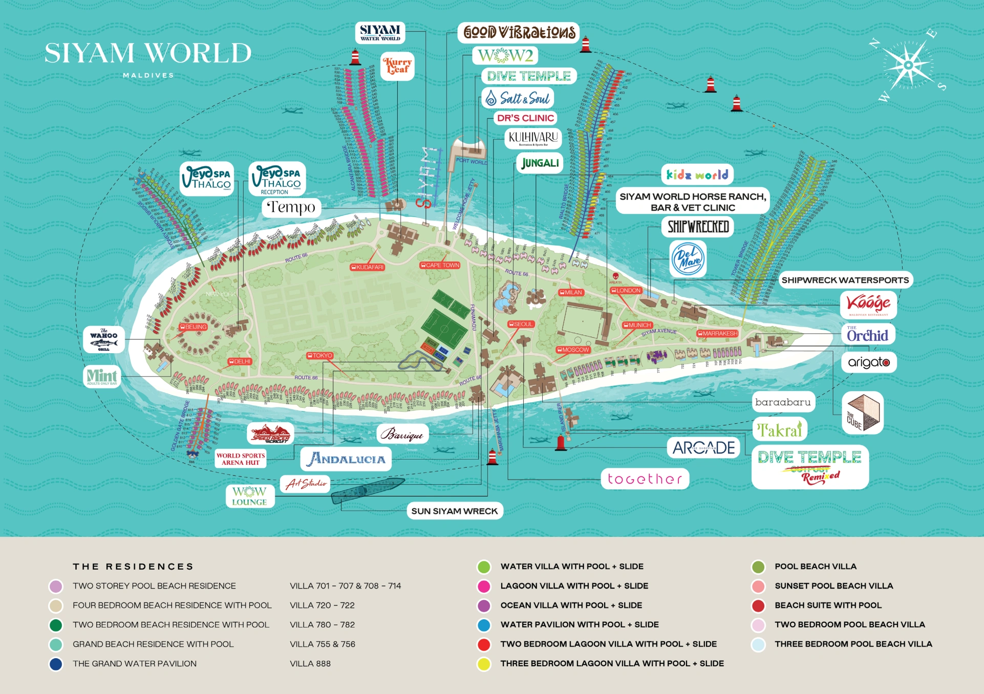 Siyam World Maldives resort island map