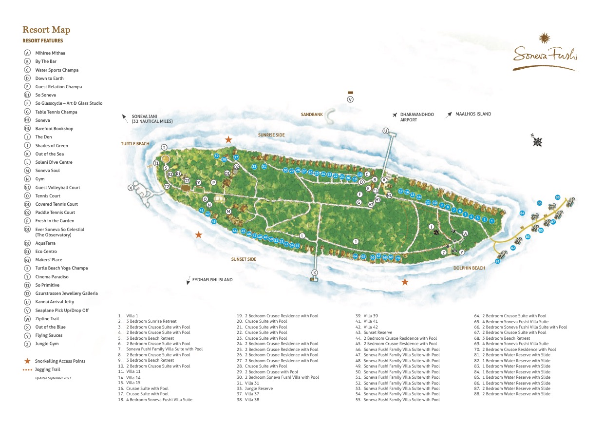 Soneva Fushi island map