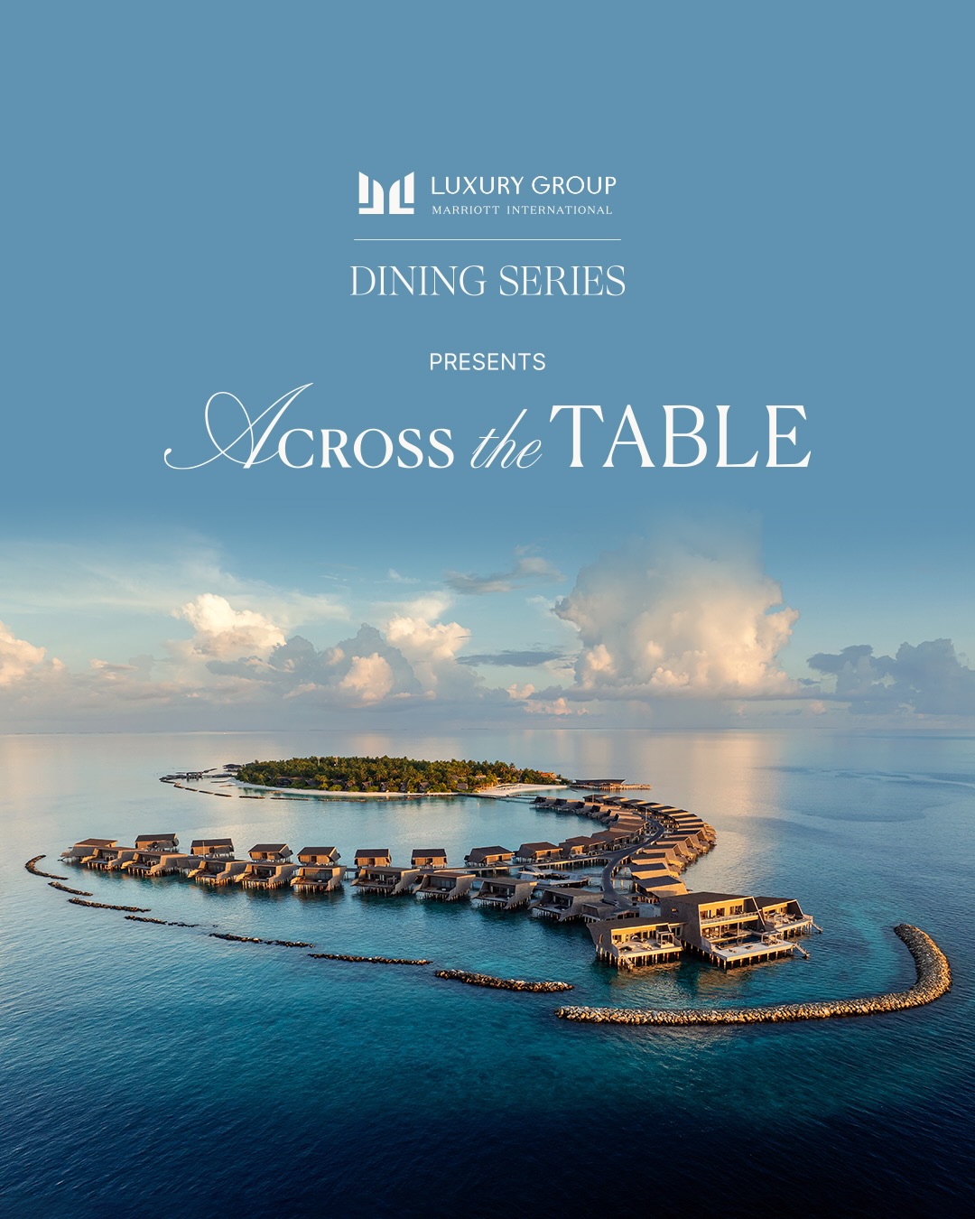 Foto von The St. Regis Maldives Vommuli Resort vom 21. Juni 2026. Könnte ein Bild von ‎Tisch, Poster, Magazin, Platzset und ‎Text sein, auf dem „‎שפ LUXURY LUXURYGROUP GROUP MARRIOTT INTERNATIONAL DINING 