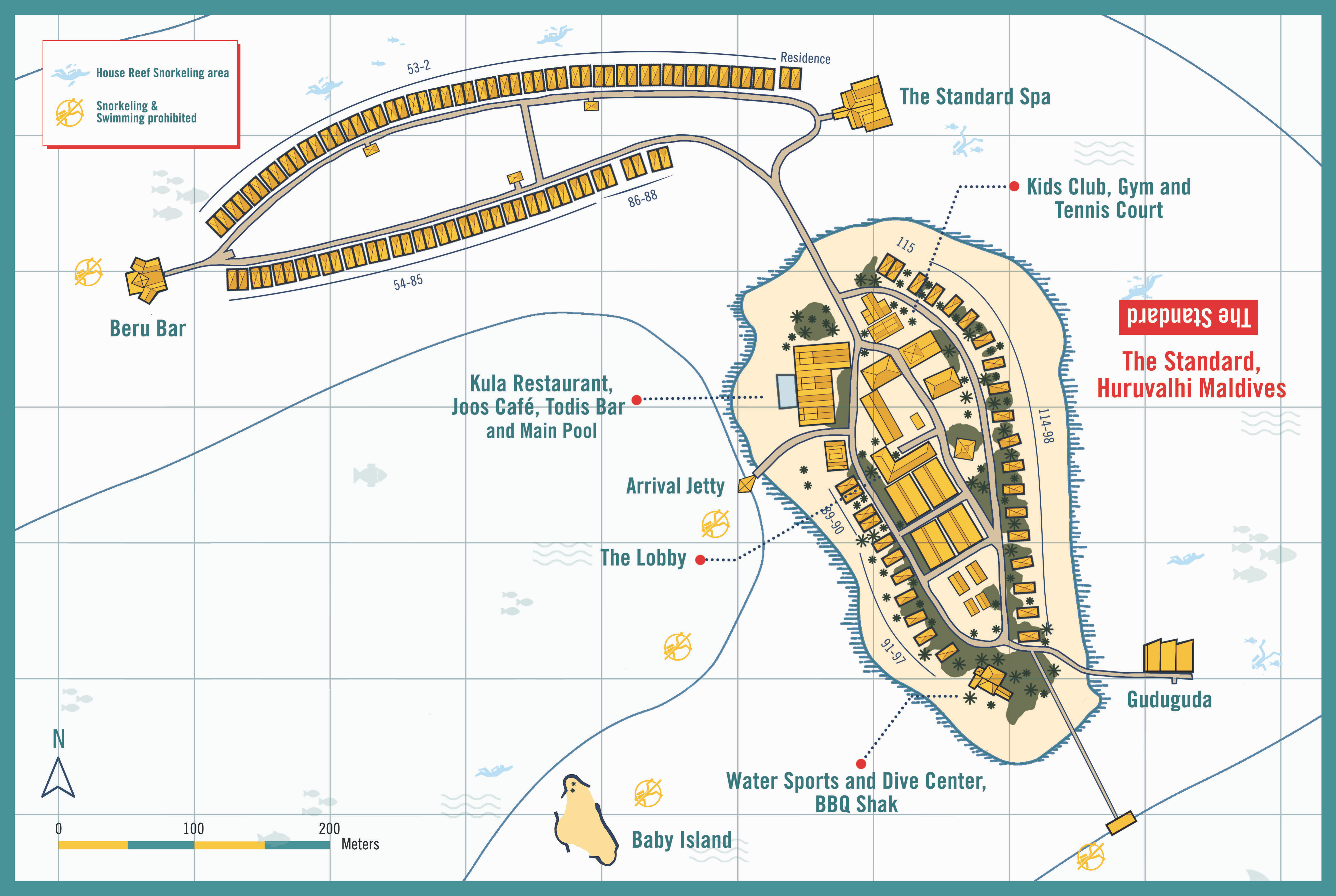 The Standard Maldives island map