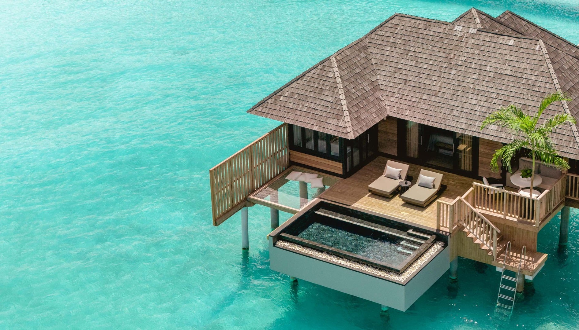 Water Villa with Pool – Luftaufnahme im Sun Siyam Iru Fushi