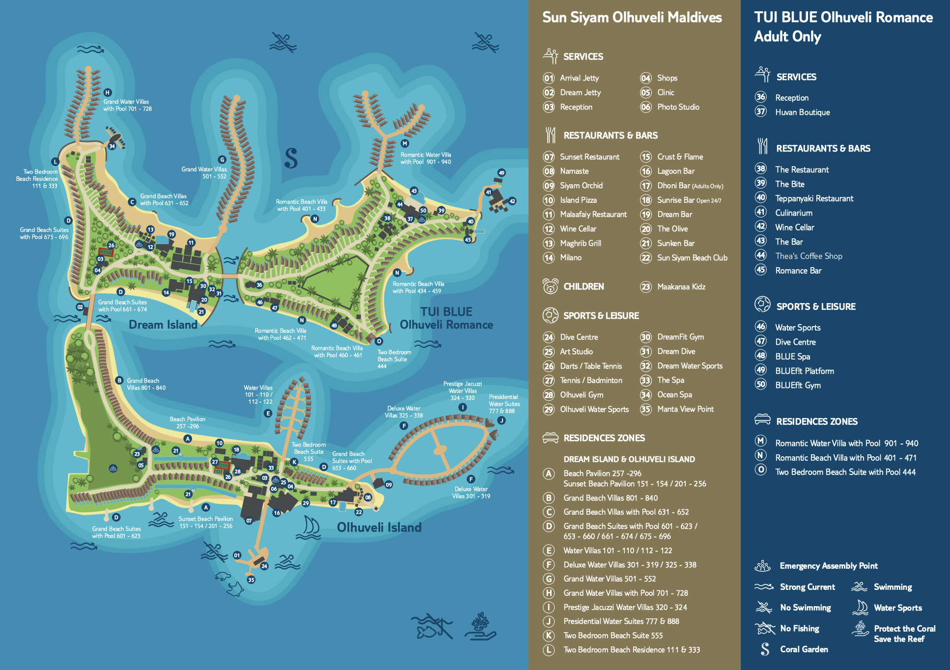 Sun Siyam Olhuveli three-island resort map