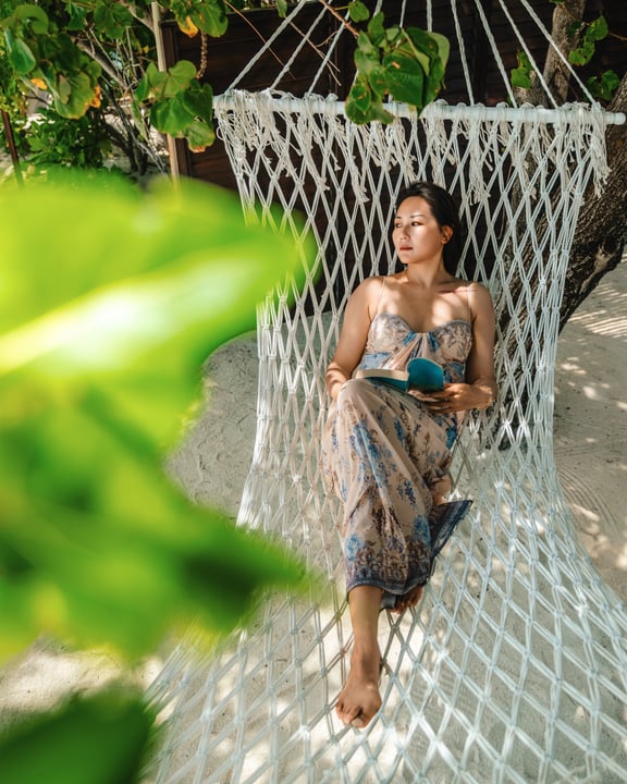 Photo by Taj Exotica Resort & Spa on August 03, 2026. May be an image of macramé, towel, hammock, sarong and text.