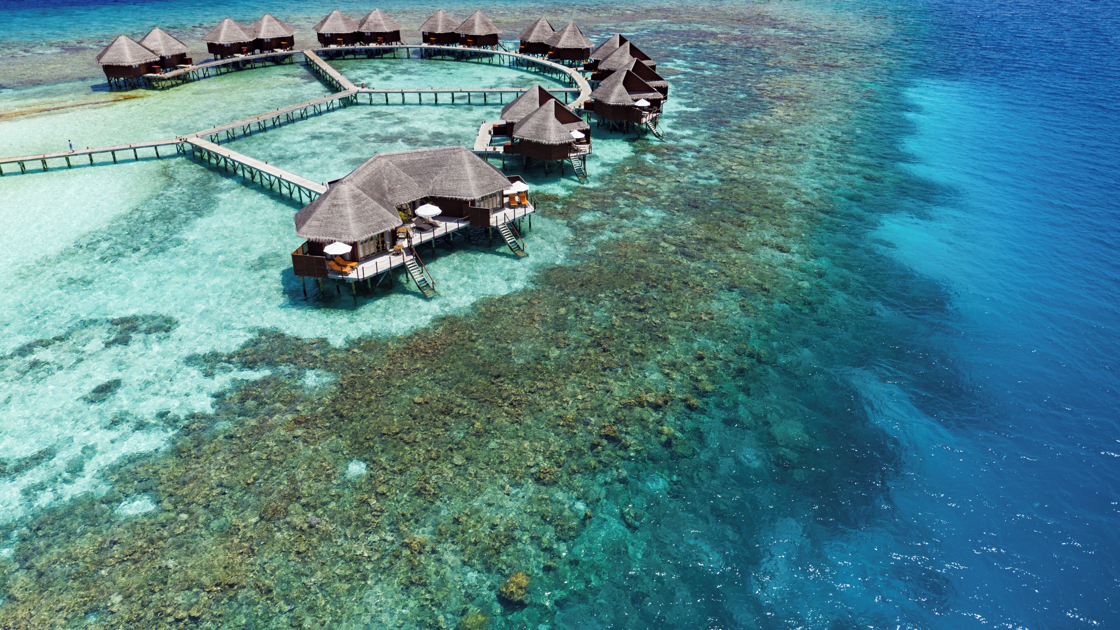V Villas Maldives at Mirihi aerial view