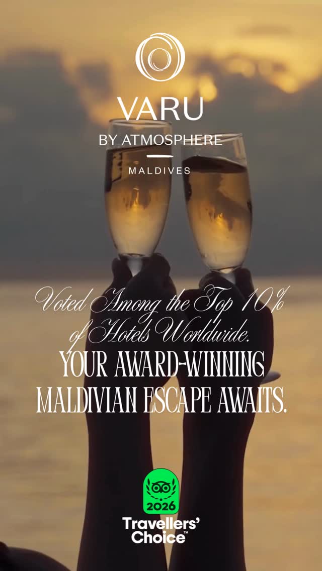 An award-winning escape awaits. 🌊⁠
⁠
We are profoundly honored to share that VARU by Atmosphere has been recognized among the Top 10% of Hotels Worldwide in the 2026 TripAdvisor Travellers' Choice Aw