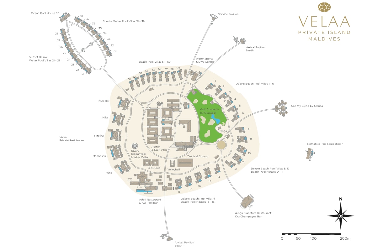 Velaa Private Island resort island map