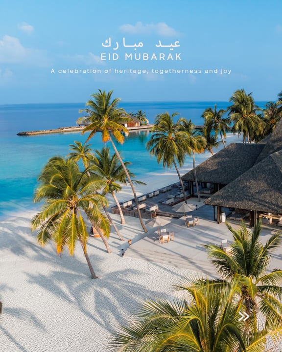 Photo by Veligandu Maldives Resort Island on May 27, 2026. May be an image of ‎beach and ‎text that says "‎مبارك رك مبا عيد EID MUBARAK Aedabratono.tertergegtene A celebration of heritage, togethernes