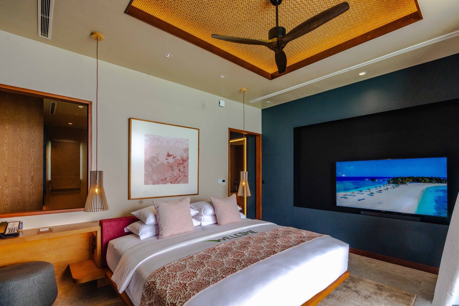 Ocean Pool Villa, Schlafzimmer im Veligandu Maldives Resort Island