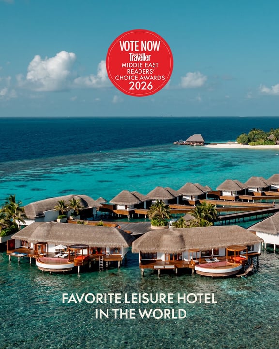 Foto geteilt von W Maldives am 16. August 2026, verlinkt mit @cntravellerme. Könnte ein Bild von Text sein, auf dem steht: „VOTENOW NOW VOTE Traveller MIDDLE EAST READERS' CHOICE AWARDS 2026 n FAVORITE LEISURE HOTEL IN “