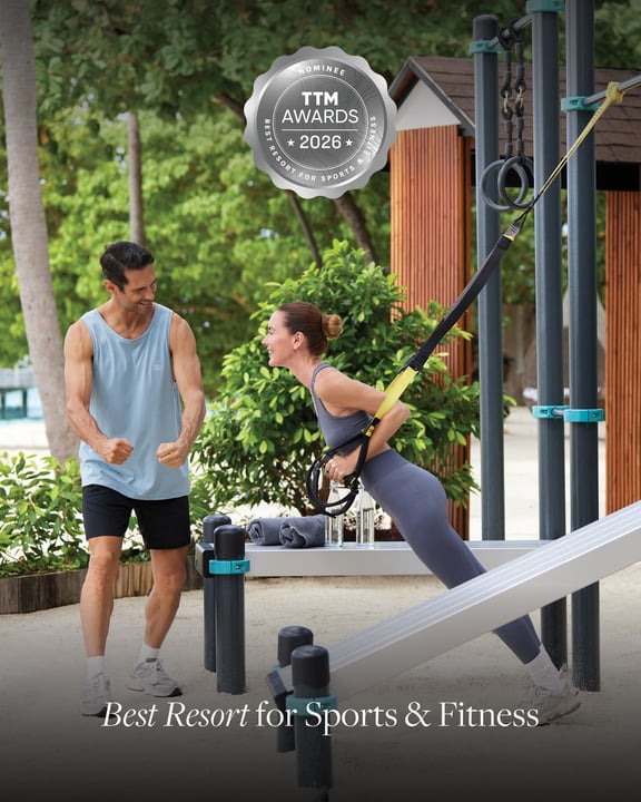 Photo shared by The Westin Maldives on May 05, 2026 tagging @westin, and @traveltrademv. May be an image of activewear, water bottle, sport equipment, park and text.