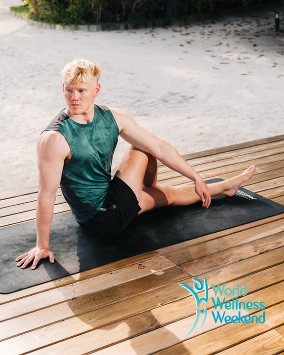 Foto di The Westin Maldives dell'11 settembre 2026. Potrebbe essere un'immagine di yoga, abbigliamento sportivo, tappetino e testo che dice "VESTIN lworld World Wellness Weekend".