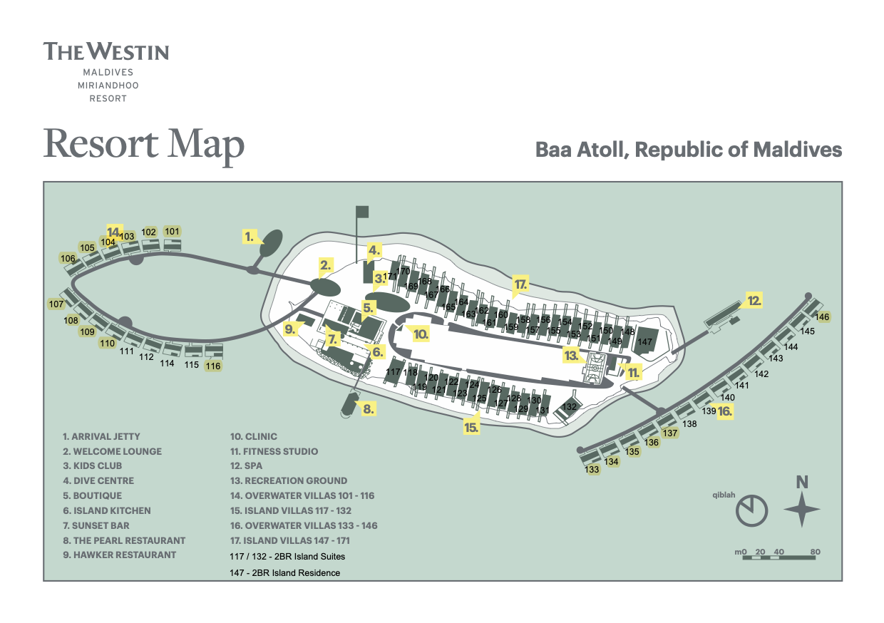 The Westin Maldives Miriandhoo Resort island map